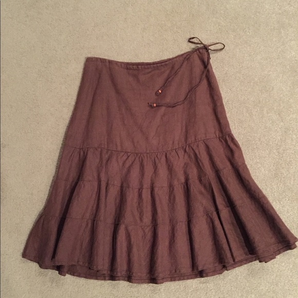 GAP Dresses & Skirts - GAP Brown linen side zip tiered skirt SZ 8